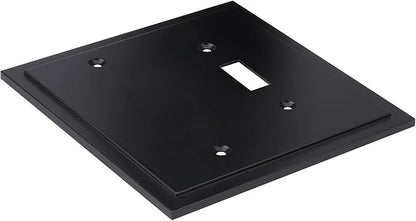 Henne Bery Modern Edge Decorative Wall Plate Switch Plate Outlet Cover, Durable Solid Zinc Alloy (Blank/Toggle, Matte Black)