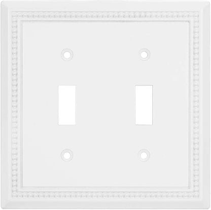 Henne Bery Sunken Pearls Heavy Duty Decorative Wall Plate Switch Plate Outlet Cover (Double Toggle, White)