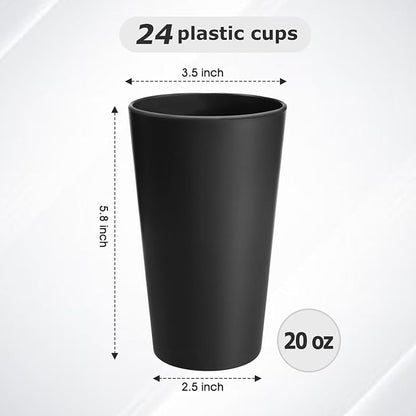 HEYCOME 24 Pcs Unbreakable Plastic Cups Set, 20 oz Reusable Plastic Cups - Image 2