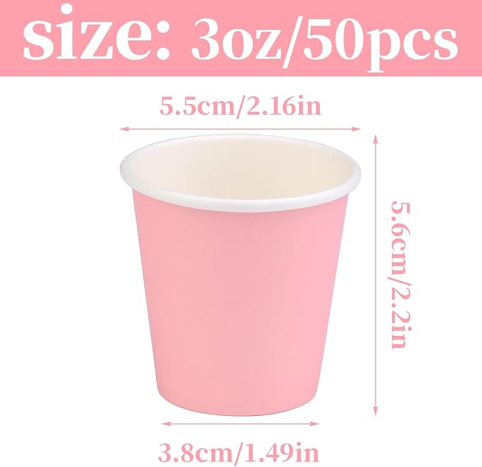 3 oz Small Paper Cups, 50 Pack Bathroom Cups Mouthwash Cups Pink | 3 oz - Image 2