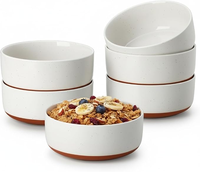 MALACASA Cereal Bowls Set of 6, 24 OZ Ceramic Bowls by MALACASA