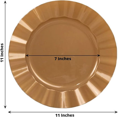 Efavormart 10 Pack | Gold 11" Round Plastic Dinner Plates, Disposable Tableware - Image 3