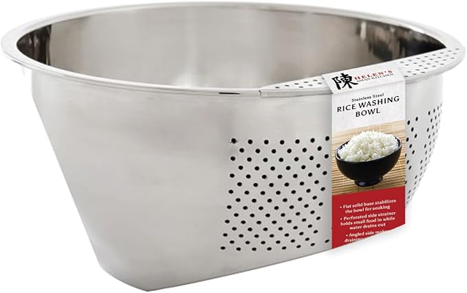 Helen's Asian Kitchen Japanese Rice Washing Bowl, Side Drainer - Image 6