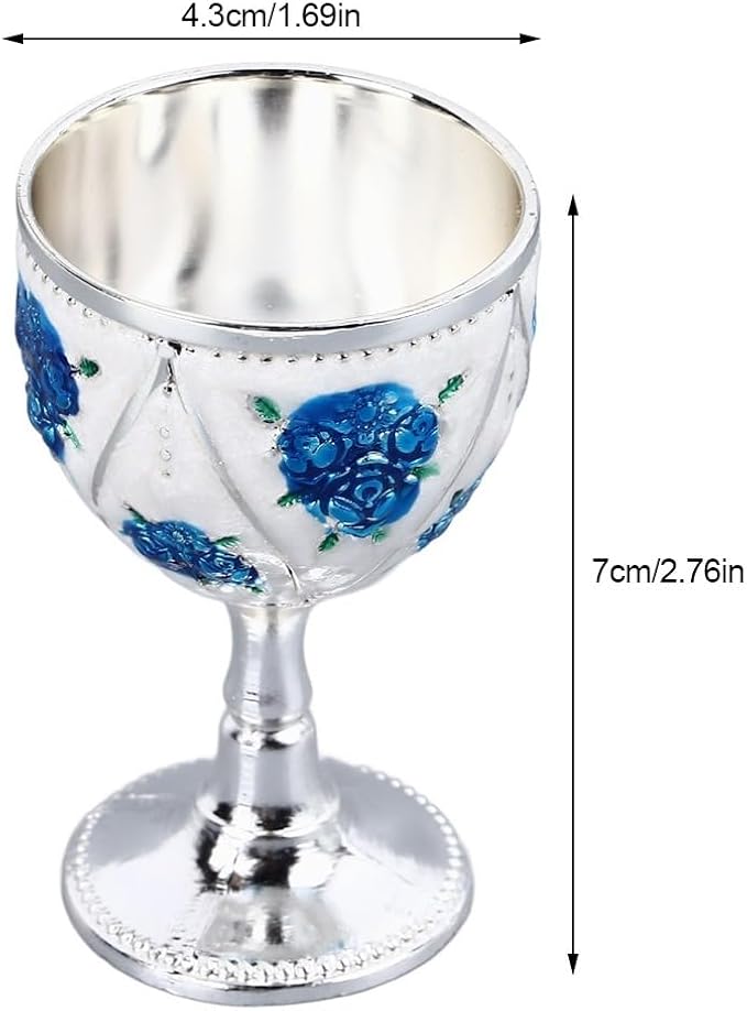 2 Pcs Vintage Metal Wine Cups, Alloy Embossed Mini Goblets, 2.76 x 1.69 in - Image 4