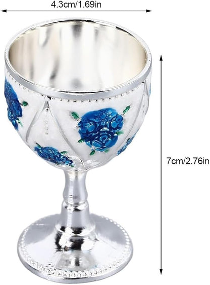 2 Pcs Vintage Metal Wine Cups, Alloy Embossed Mini Goblets, 2.76 x 1.69 in - Image 4