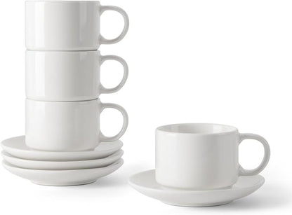 DOWAN 4 OZ Stackable Espresso Cups, Porcelain Coffee Cups by DOWAN