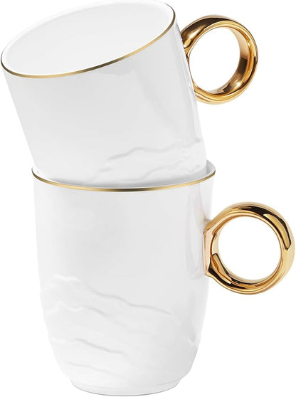 Chulan 12 oz Fine Bone China White Coffee Mugs by HeartWaxBeadsforSensitiveSkin%EF%BC%86FullBodyand45contentFineBoneChina