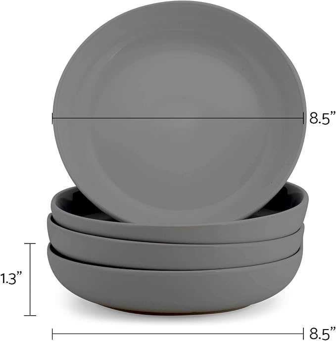 Elanze Designs Bistro Glossy Ceramic 8.5 inch Shallow Pasta Dinner Bowls Set of - Image 3