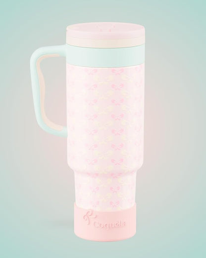 40 oz Insulated Tumbler with Handle and Push-Button Straw Lid, Stainless Steel - Image 2
