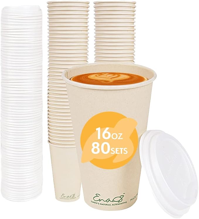 100% Compostable Disposable Coffee Cups by EarthsNaturalAlternative