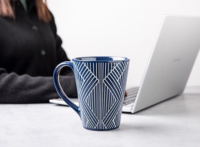 Ceramic Mug 15 Ounce Blue and White Zebra Stripe 3D Embossed Mug, Large Coffee - Image 5