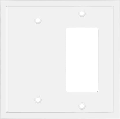 Henne Bery Modern Edge Decorative Wall Plate Switch Plate Outlet Cover, Durable Solid Zinc Alloy (Blank/Decorator, White)