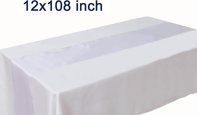 Pack of 10 Satin White Table Runners 12 x 108 Inches - Image 3