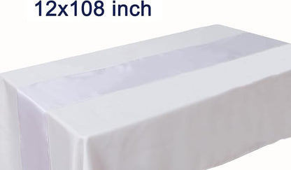 Pack of 10 Satin White Table Runners 12 x 108 Inches - Image 3