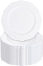 60pcs White Plastic Plates -10.25inch Baroque White Disposable Dinner Plates by WDF