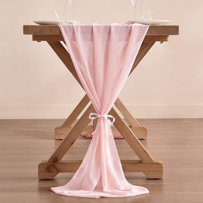 Pink Chiffon Table Runner Summer Boho Wedding Birthday Party Decor | 14ft - Image 2