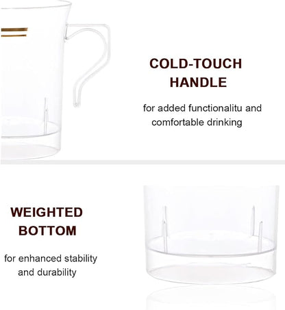 Nervure 60 Pack Clear Gold Plastic Coffee Mugs - Image 2