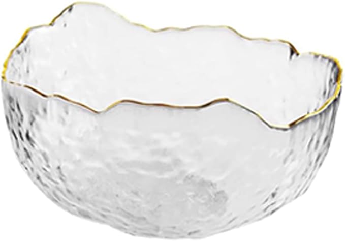 Glass Bowl for Salad Candy Fruit, Decorative Bowl-Crystal Clear Gold, 4.9" | by SYXLTSH