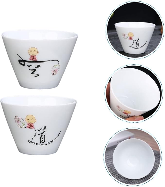 2Pcs Ceramic Tea Cups Retro Style Porcelain Teaware Delicate Handleless Kung Fu - Image 9