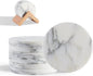 BCS Marble Coasters Set of 6 with Holder - Premium White Stone Drink Coasters, Durable Cup Mats for Coffee, Beer, Wine - Non-Slip Modern Table Decor for Home, Office, Dining