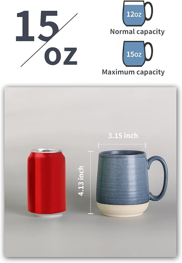 HASENSE 15 Ounce Porcelain Coffee Mugs Set of 4 - Image 2