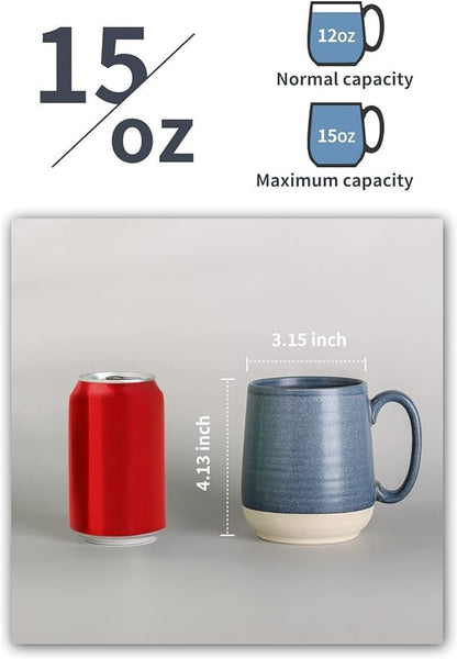 HASENSE 15 Ounce Porcelain Coffee Mugs Set of 4 - Image 2
