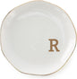 Initials Ring Dish Jewery Tray with Personalized R-Monogrammed Gifts Wedding Engagement for Women Friends Sister,Ceramic White
