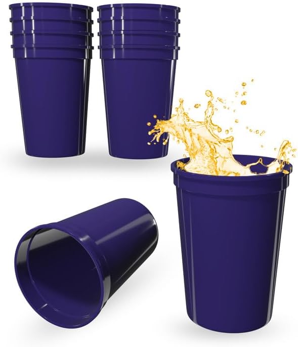 PartyPrints 10 Pack Small 10 to 12 oz Purple Reusable Blank Plastic Cups by PartyPrints