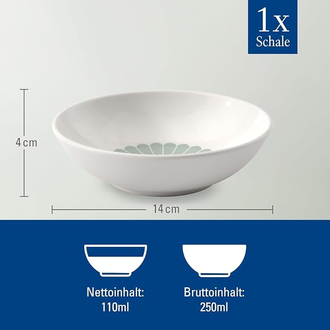 Villeroy & Boch Fleur Vert Dessert Bowl, Creamy White/Green, 3.75 oz | Creamy - Image 3