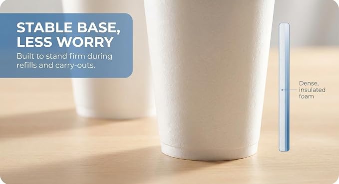 Framo 12 Oz Foam Cups Lightweight Insulated Foam Cups - Image 9