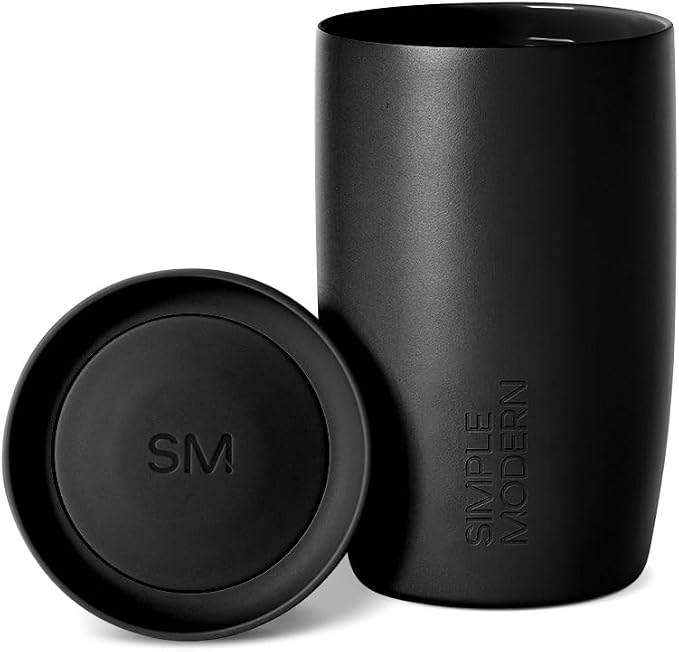 Simple Modern Insulated Travel Coffee Mug 360° Lid | 12oz | Black | Voyager by Unknown
