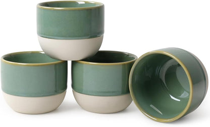 4oz Espresso Cups Set of 4, Cappuccino – Two-Tone Stackable Small Mugs by KERMANDO