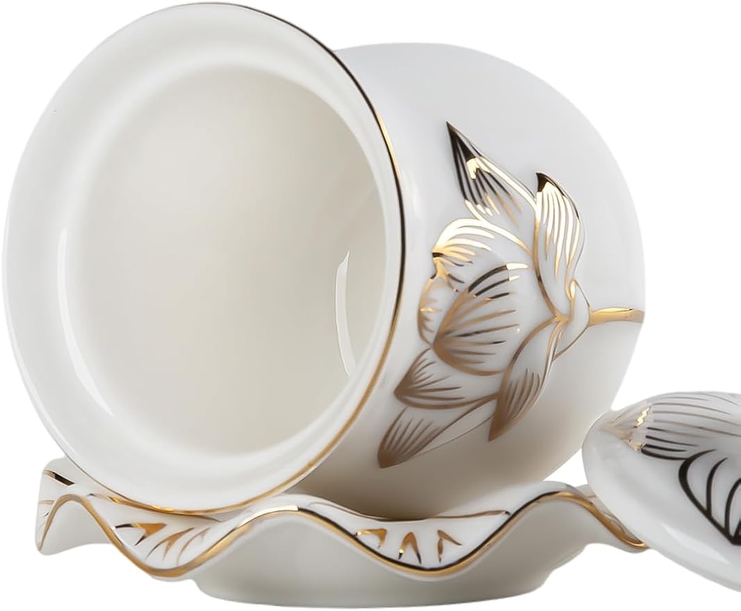 QINLANG White Buddha Water Cup, Ceramic Holy Water Offering Cup - Image 5