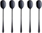 Buyer Star 5-pieces Black Dinner Table Spoons 8-Inch Stainless Steel Metal Korean Soup Spoons