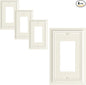 4-Pack Decorator Wall Plate Cover, Light Almond Decorative Switch Plates and Outlet Covers, Durable Natural Bamboo Fiber Wall Plates for Electrical Outlets, Receptacle, GFCI Outlet, Dimmer Switch