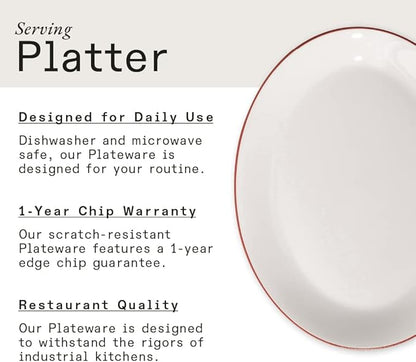 Made In Cookware - Serving Platter - White With Red Rim - Porcelain England