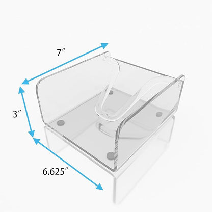 Clear Acrylic Gravity-Fed Napkin Holder with Weighted Arm, 6.5x6.5 Inch - SET OF 2, Keeps Napkins in Place for Home & Commercial Use