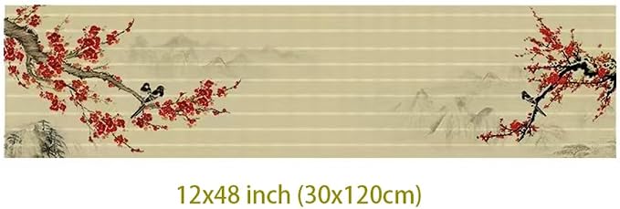 Asian Style Bamboo Table Runner, Ancient Chinese Paintings Zen Table Mat - Image 4