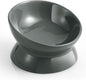 LoeJan Elevated Cat Food Bowl, 5 Oz Ceramic Raised and Tilted Water Bowl, Anti Vomiting and Protect Pets' Spines Dishes for Small Dog, Fat Faced Cat, Kitten (Gray, 1 Pack)