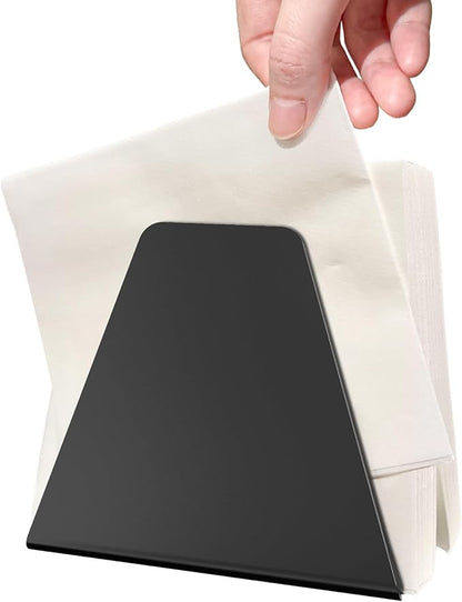 Compact Black Metal Dispenser Self-Adjusting Napkin Holder for Standard Paper Napkins, Sturdy Design Ideal for Kitchen Countertops, Dining Tables & Breakfast Bars