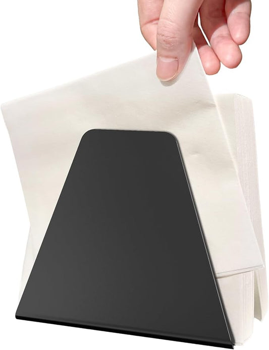 Compact Black Metal Dispenser Self-Adjusting Napkin Holder for Standard Paper Napkins, Sturdy Design Ideal for Kitchen Countertops, Dining Tables & Breakfast Bars