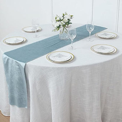Balsa Circle 10 pcs 12x108-Inch Dusty Blue Premium Velvet Table Runners - Image 3