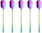 Buyer Star 5-pieces Rainbow Dinner Table Spoons 8-Inch Stainless Steel Metal Korean Soup Spoons