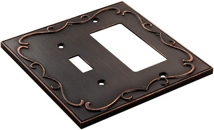 French Cabriole Decorative Wall Plate Switch Plate Outlet Cover (Toggle/Decorator, Aged Bronze)