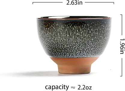 Dark Brown Ceramic Kung Fu Tea Set of 6, Japanese & Chinese Tea Cups, Sake Cup - Image 2