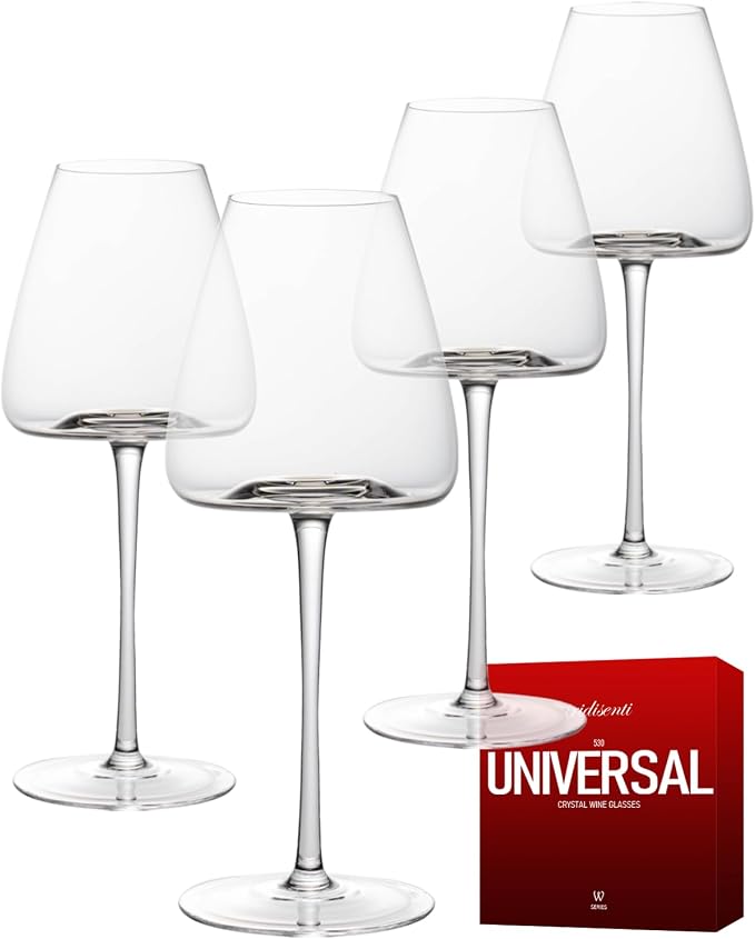 Hand-Blown 18OZ Crystal Wine Glasses Set of 4, Lead-Free Crystal Glasses by iridisenti