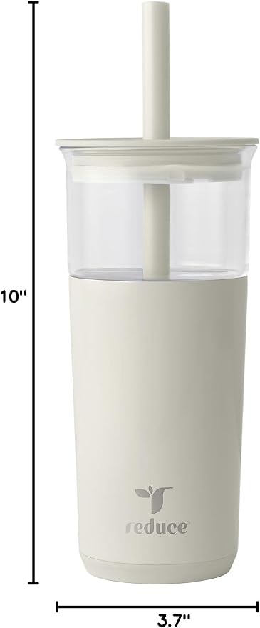 REDUCE Aspen - 20oz Vacuum Insulated Glass Tumbler - Extra Wide Straw & Lid | - Image 8