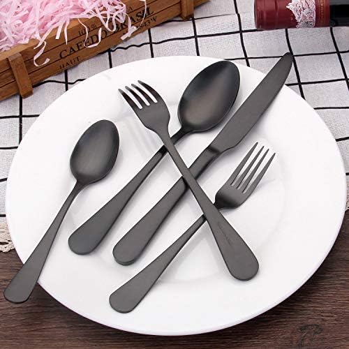 Matte Black Silverware Set, SHARECOOK Satin Finish 40-Piece Stainless Steel - Image 6