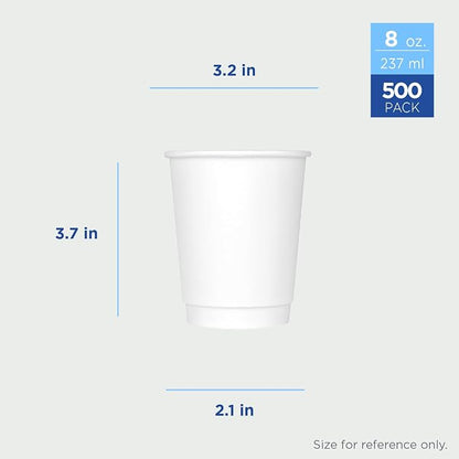 Karat 8 oz Double-Wall Insulated Coffee Cup White Disposable Paper Hot Cup - Image 3