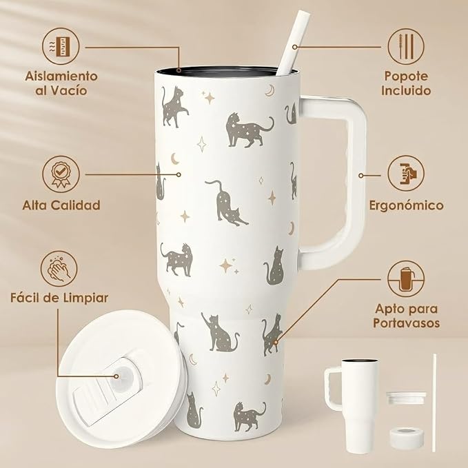 Gift for Cat Lovers Cat Mom – 40oz Stainless Steel Tumbler - Image 2